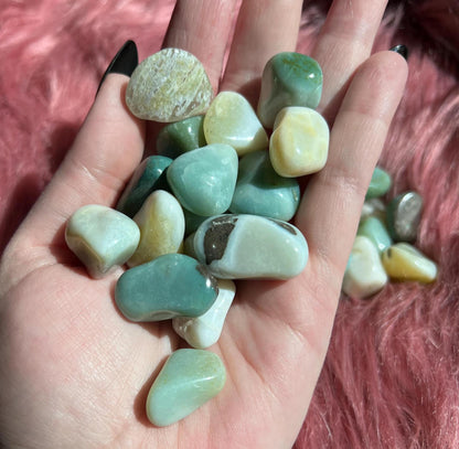 ONE (1) Stunning Green Flower Agate Tumble - Intuitively Picked