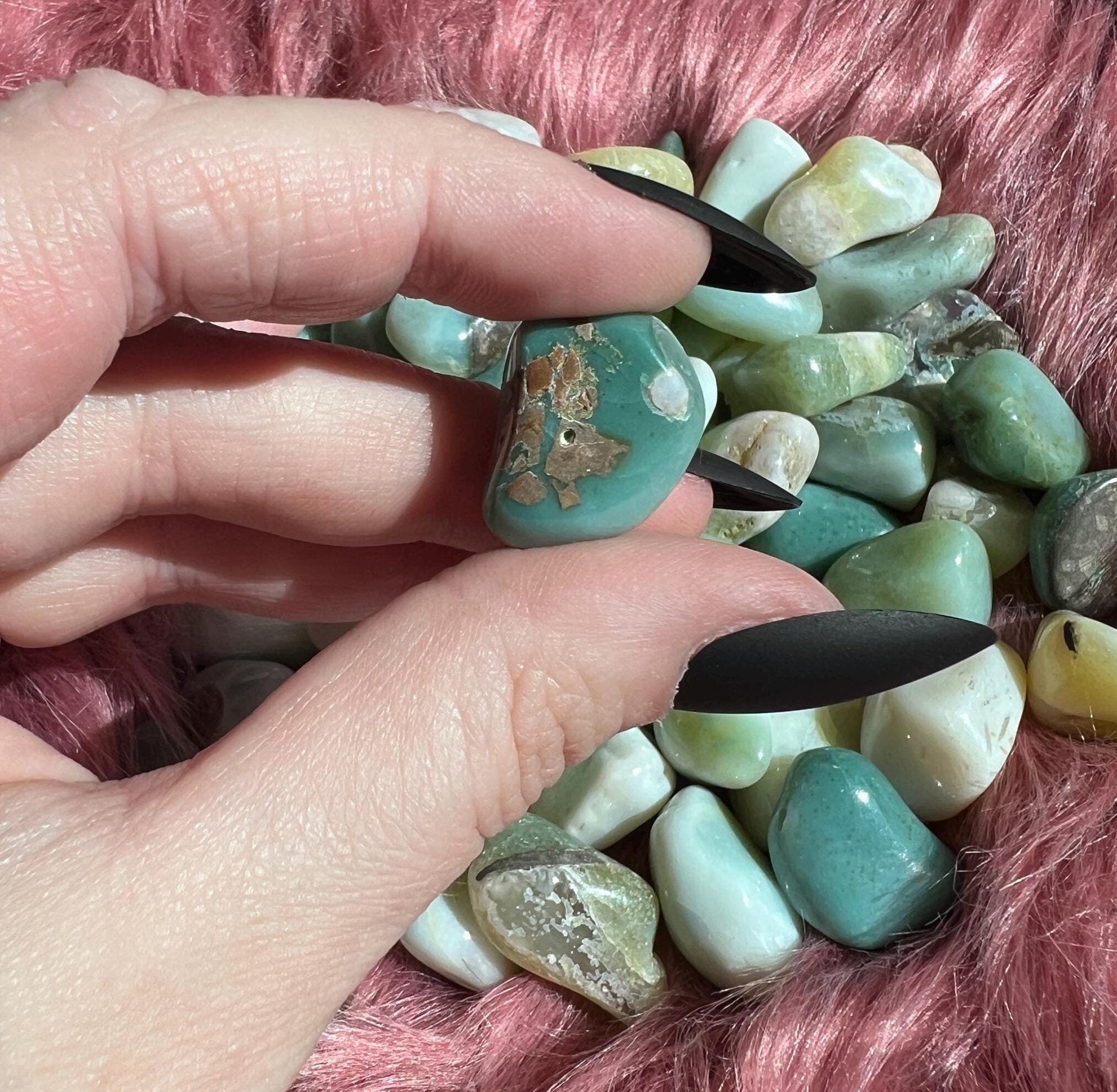 ONE (1) Stunning Green Flower Agate Tumble - Intuitively Picked