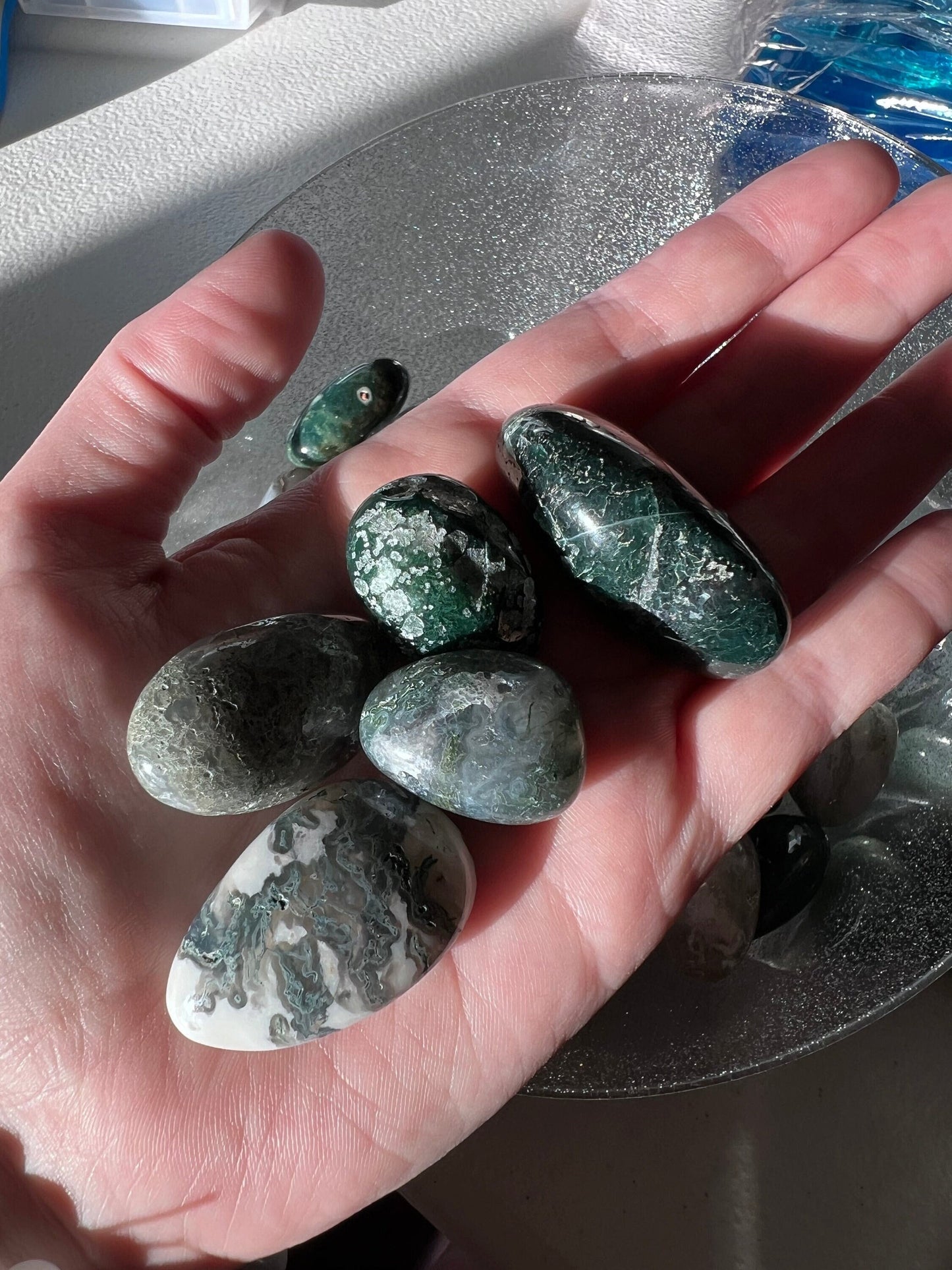 ONE (1) Stunning Moss Agate Crystal Tumble - Intuitively Picked