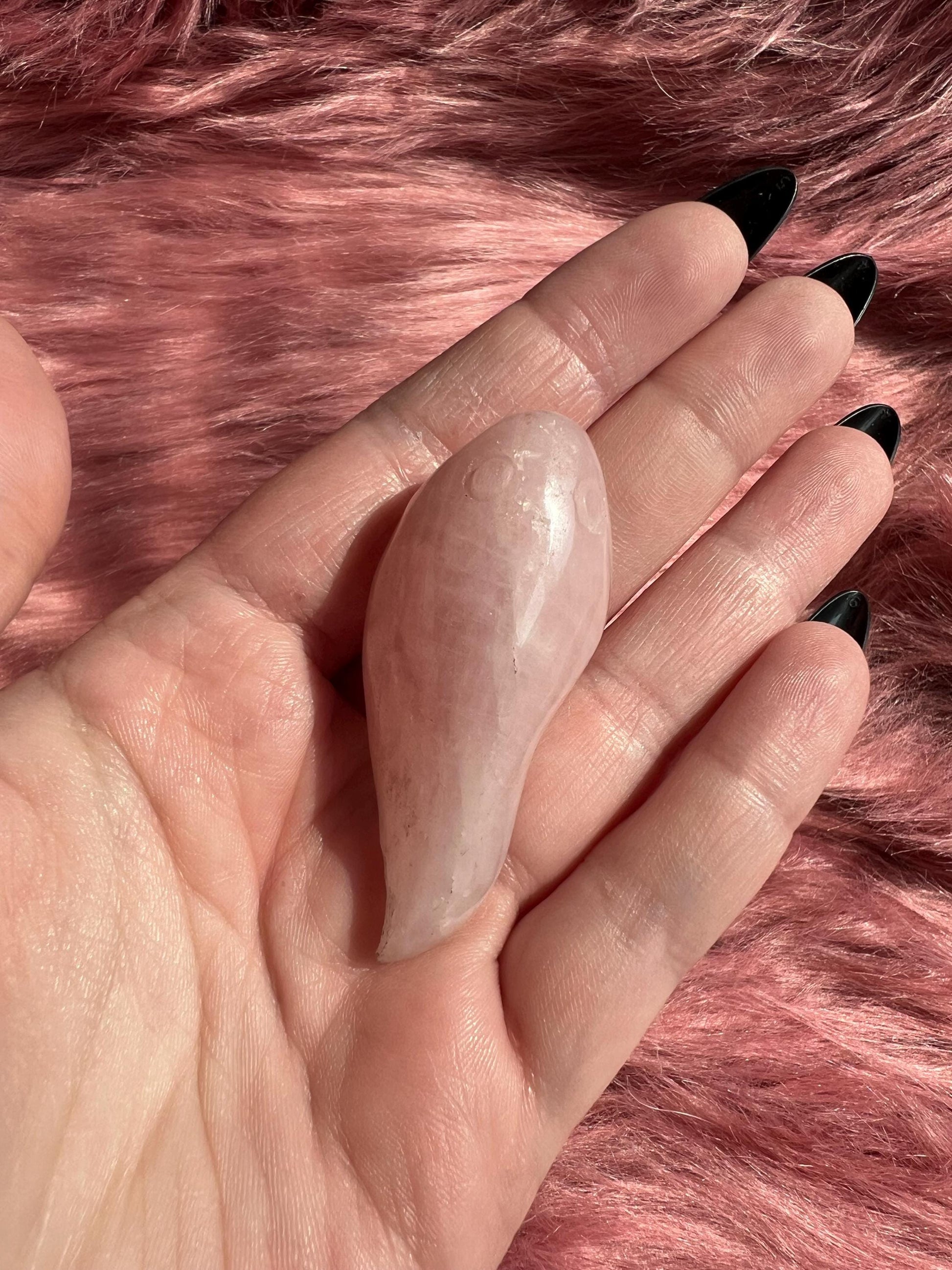 ONE (1) Stunning High Quality Rose Quartz Small Tadpole Carving