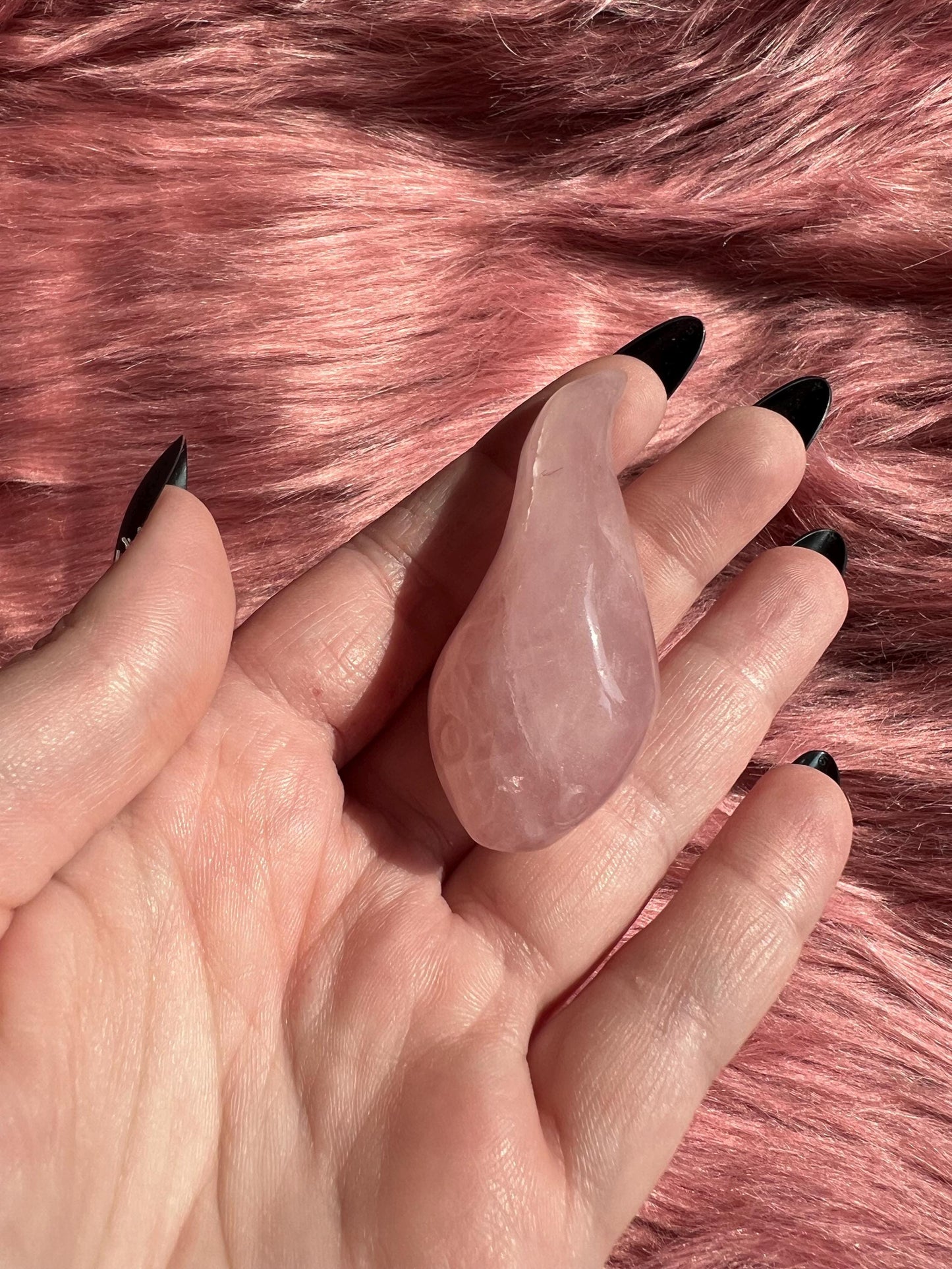 ONE (1) Stunning High Quality Rose Quartz Small Tadpole Carving