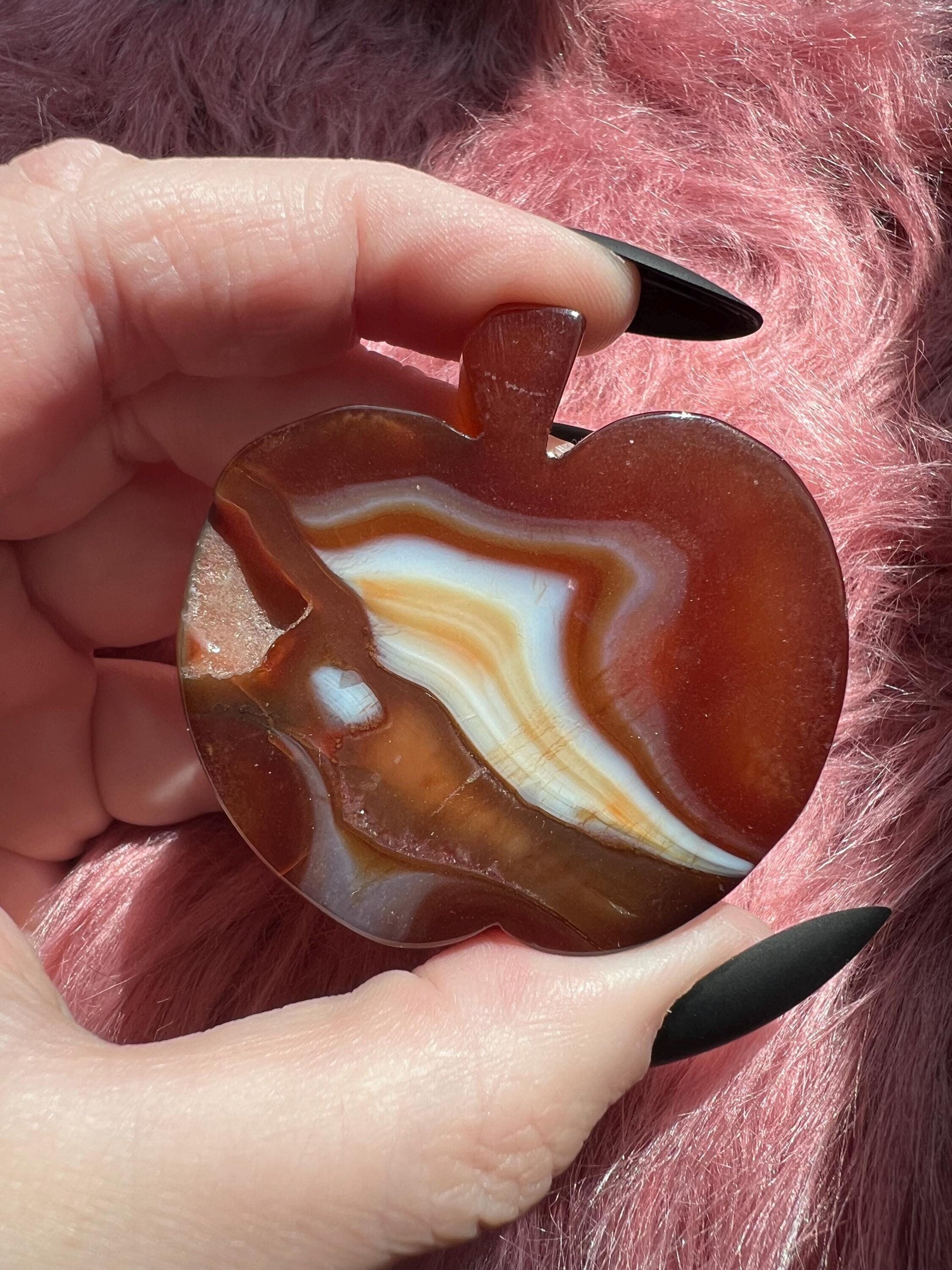 ONE (1) Stunning High Quality Carnelian Apple Carving A