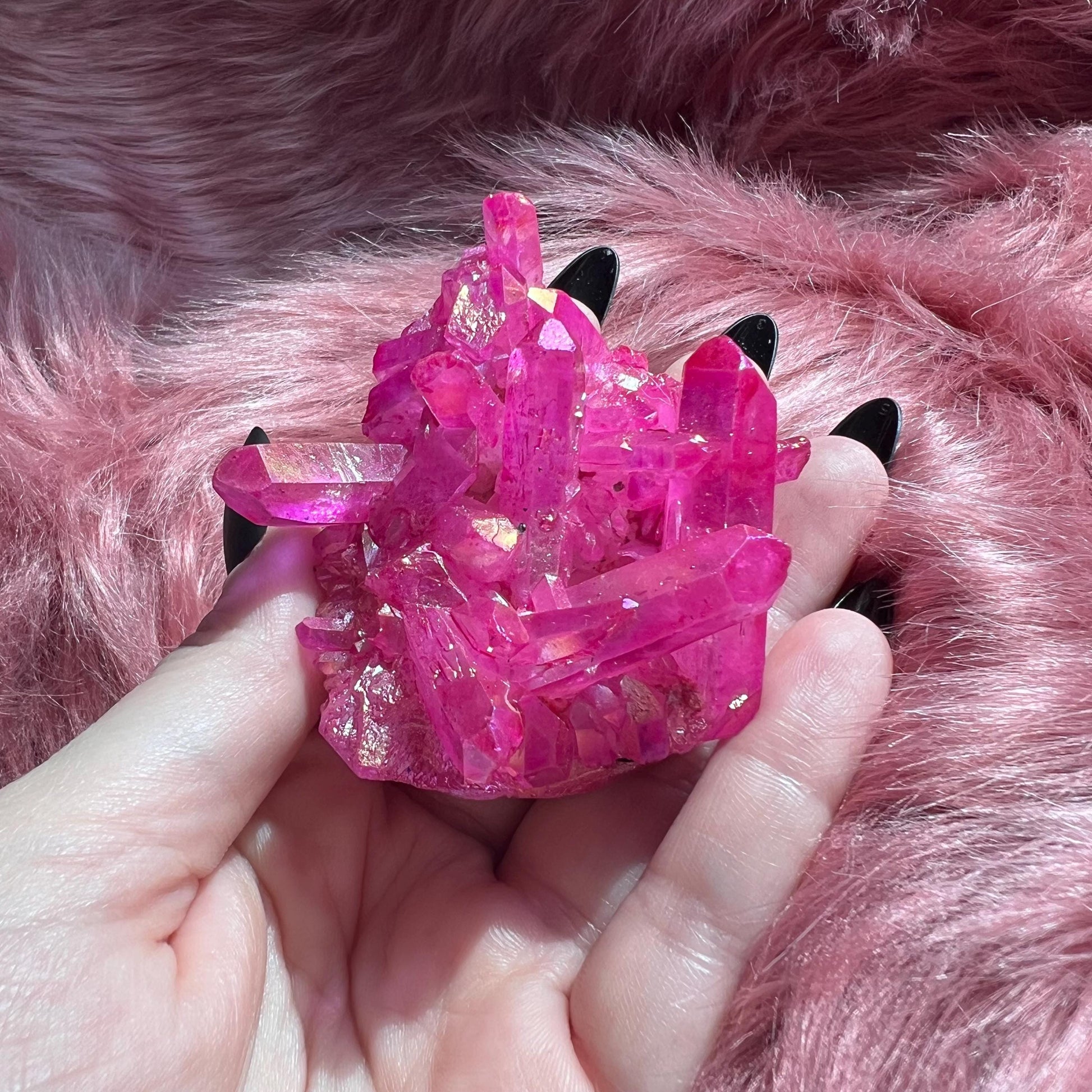 ONE (1) Stunning High Quality Pink Aura Quartz Pet Rock Carving