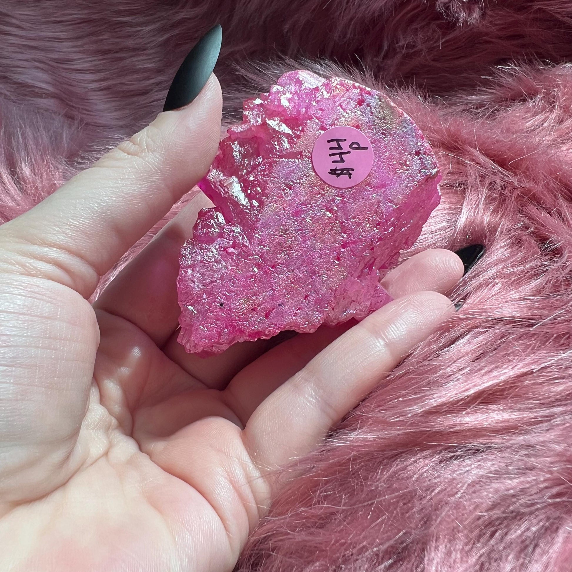 ONE (1) Stunning High Quality Pink Aura Quartz Pet Rock Carving