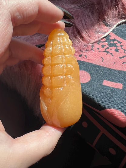 ONE (1) Stunning High Quality Yellow Calcite Corn Cob Carving