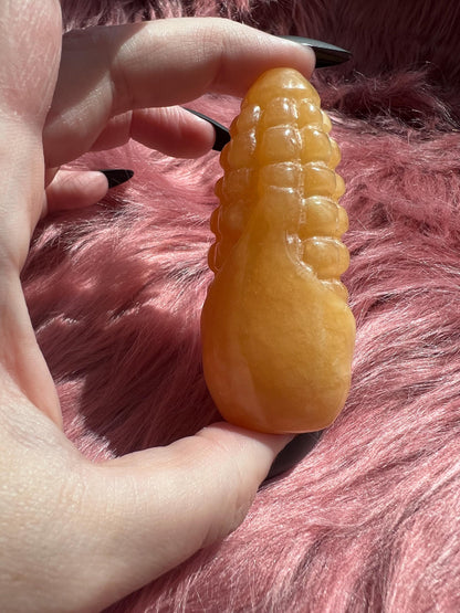 ONE (1) Stunning High Quality Yellow Calcite Corn Cob Carving