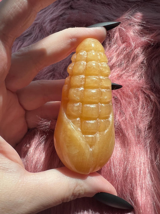 ONE (1) Stunning High Quality Yellow Calcite Corn Cob Carving