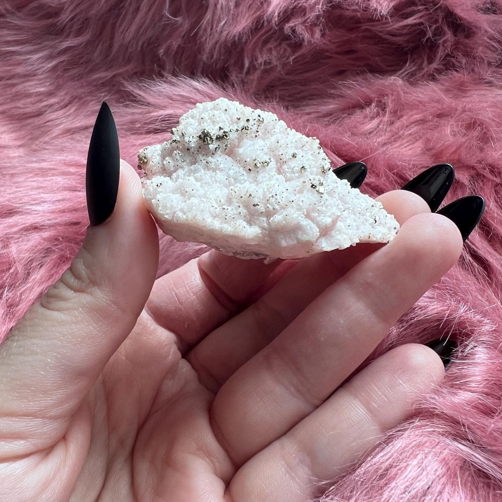 ONE (1) Stunning Pink Calcite with Pyrite Specimen