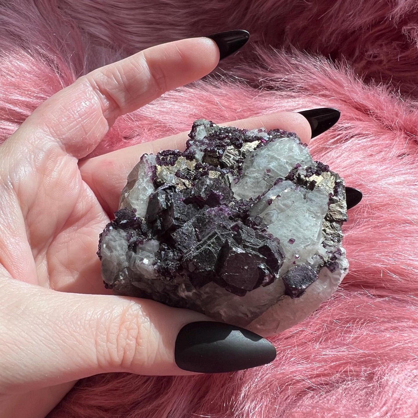 ONE (1) Stunning Fluorite with Hematite and Pyrite Specimen