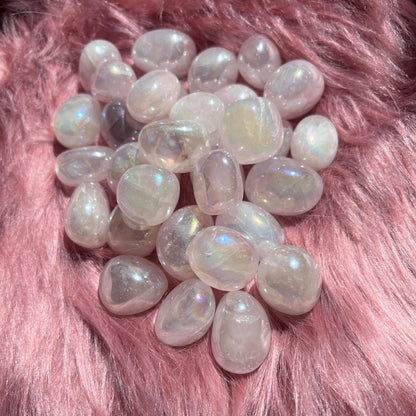 ONE (1) Stunning Aura Rose Quartz Tumble - Intuitively Picked