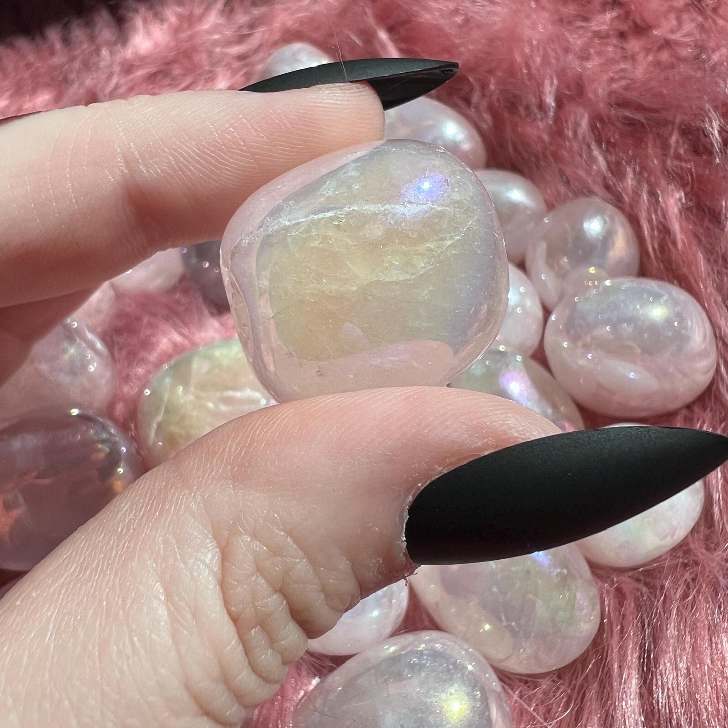 ONE (1) Stunning Aura Rose Quartz Tumble - Intuitively Picked