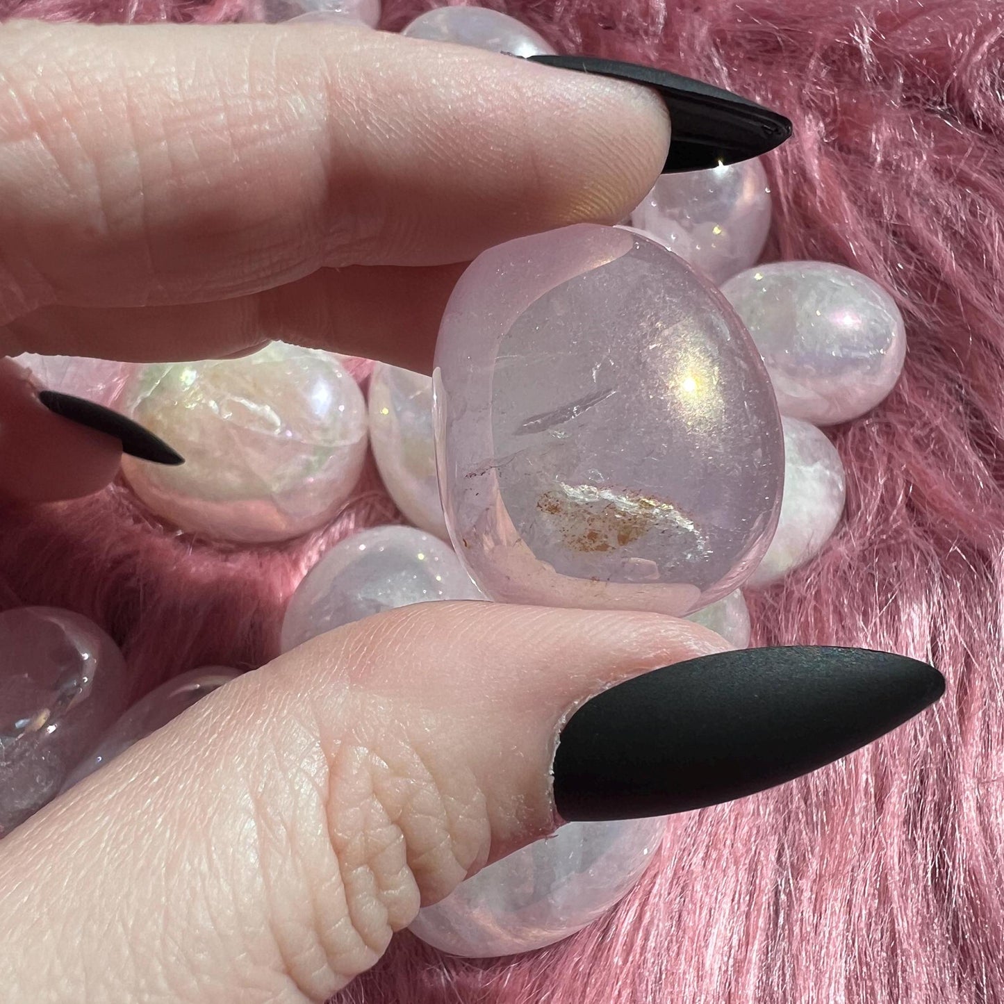 ONE (1) Stunning Aura Rose Quartz Tumble - Intuitively Picked