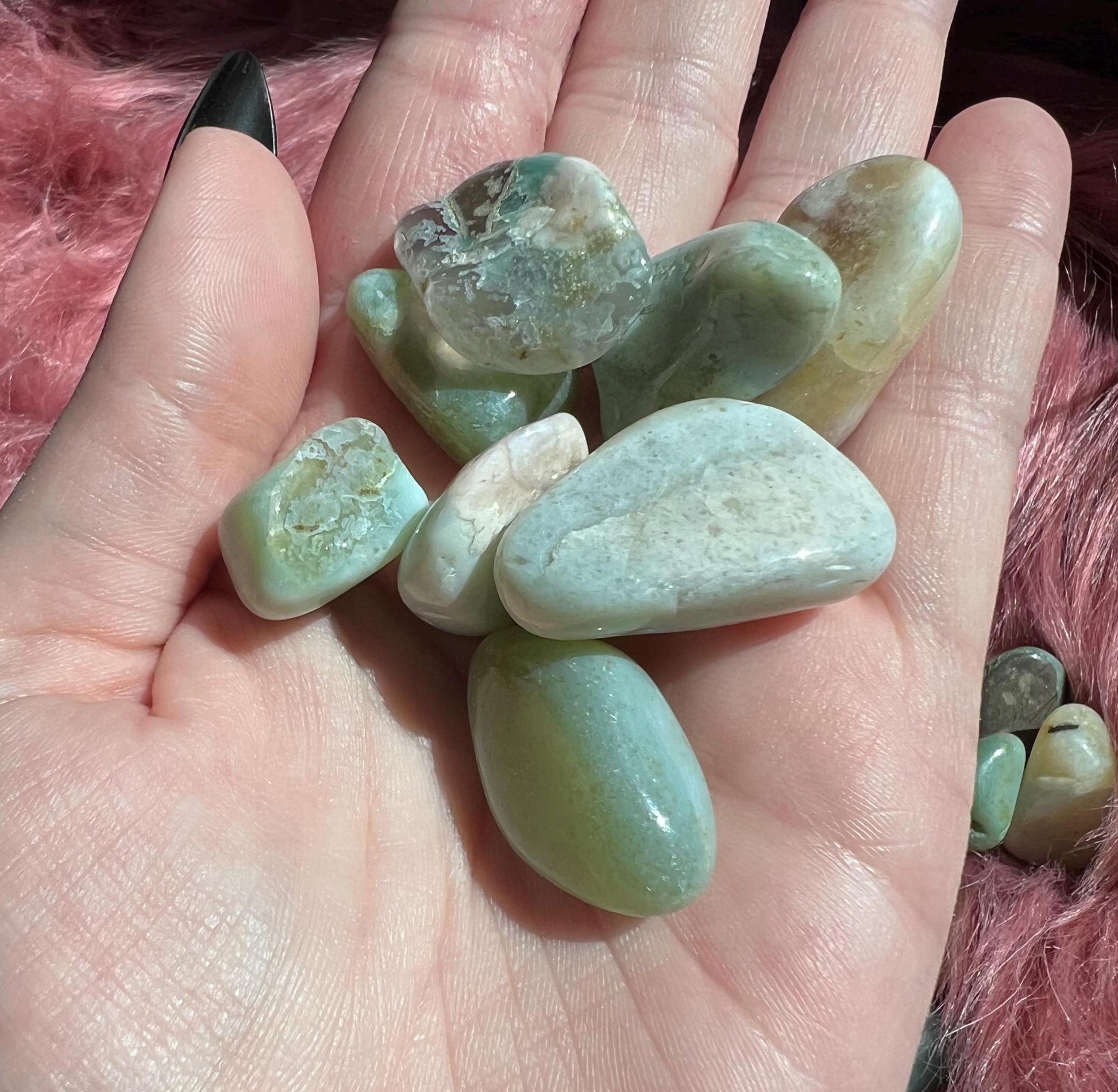 ONE (1) Stunning Green Flower Agate Tumble - Intuitively Picked