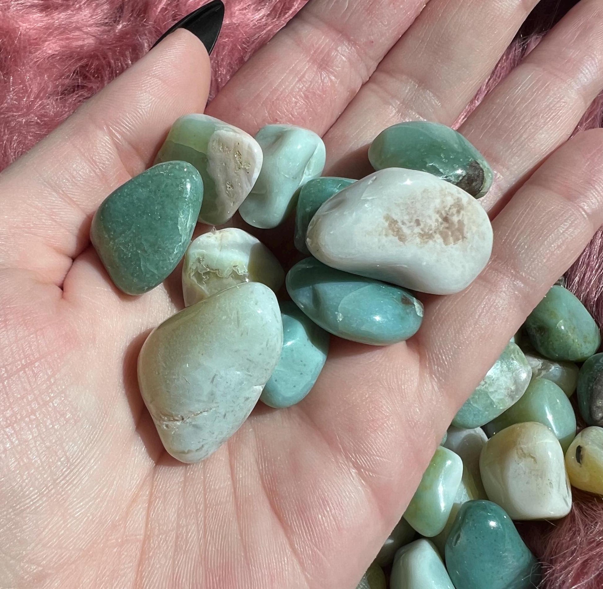 ONE (1) Stunning Green Flower Agate Tumble - Intuitively Picked