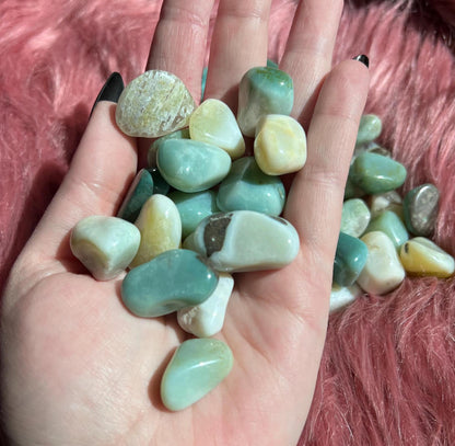 ONE (1) Stunning Green Flower Agate Tumble - Intuitively Picked