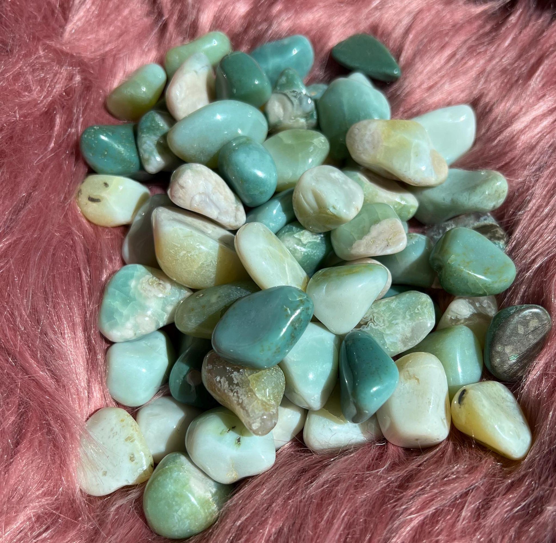 ONE (1) Stunning Green Flower Agate Tumble - Intuitively Picked