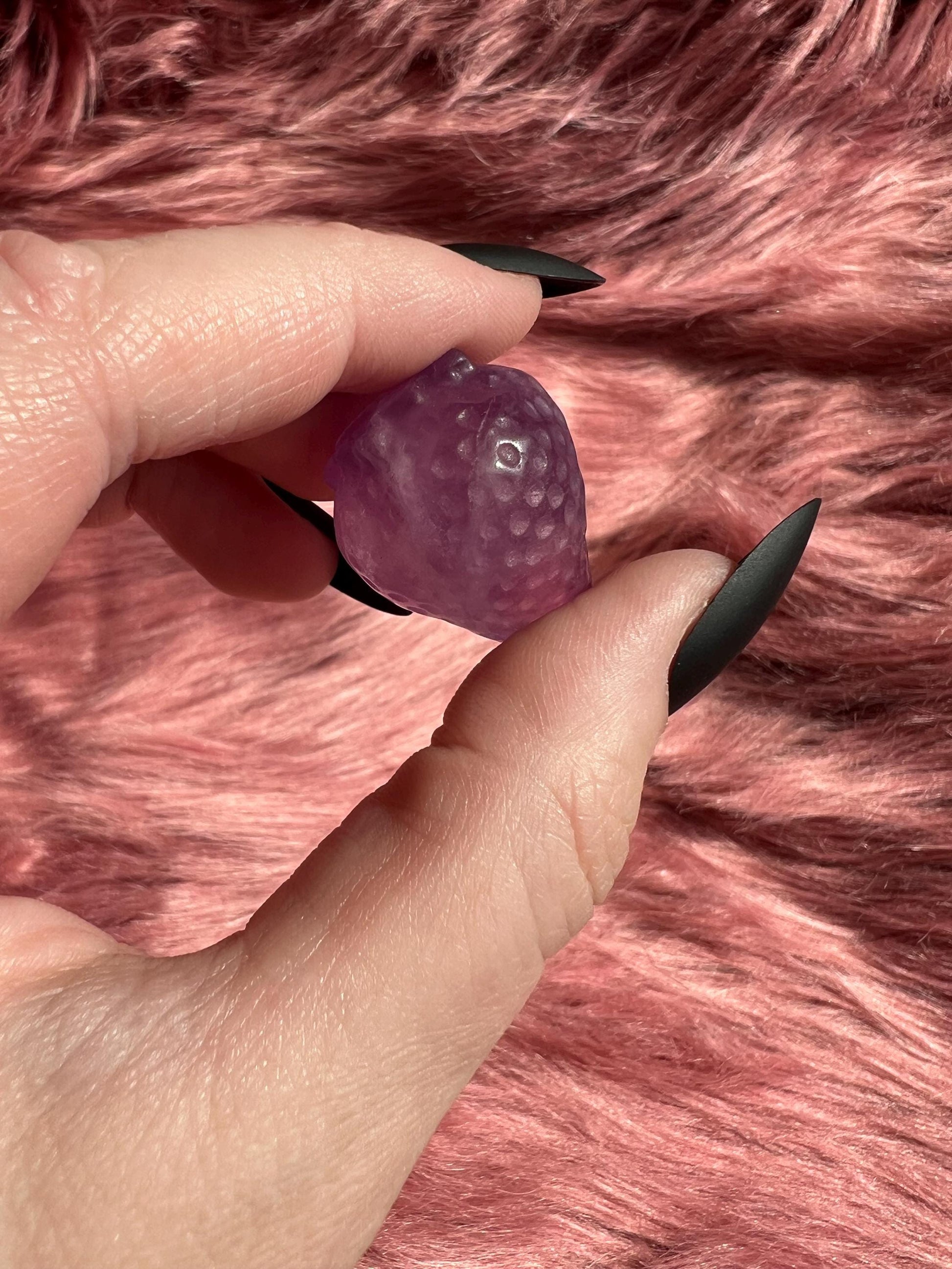 ONE (1) Stunning High Quality Small Fluorite Strawberry Carving