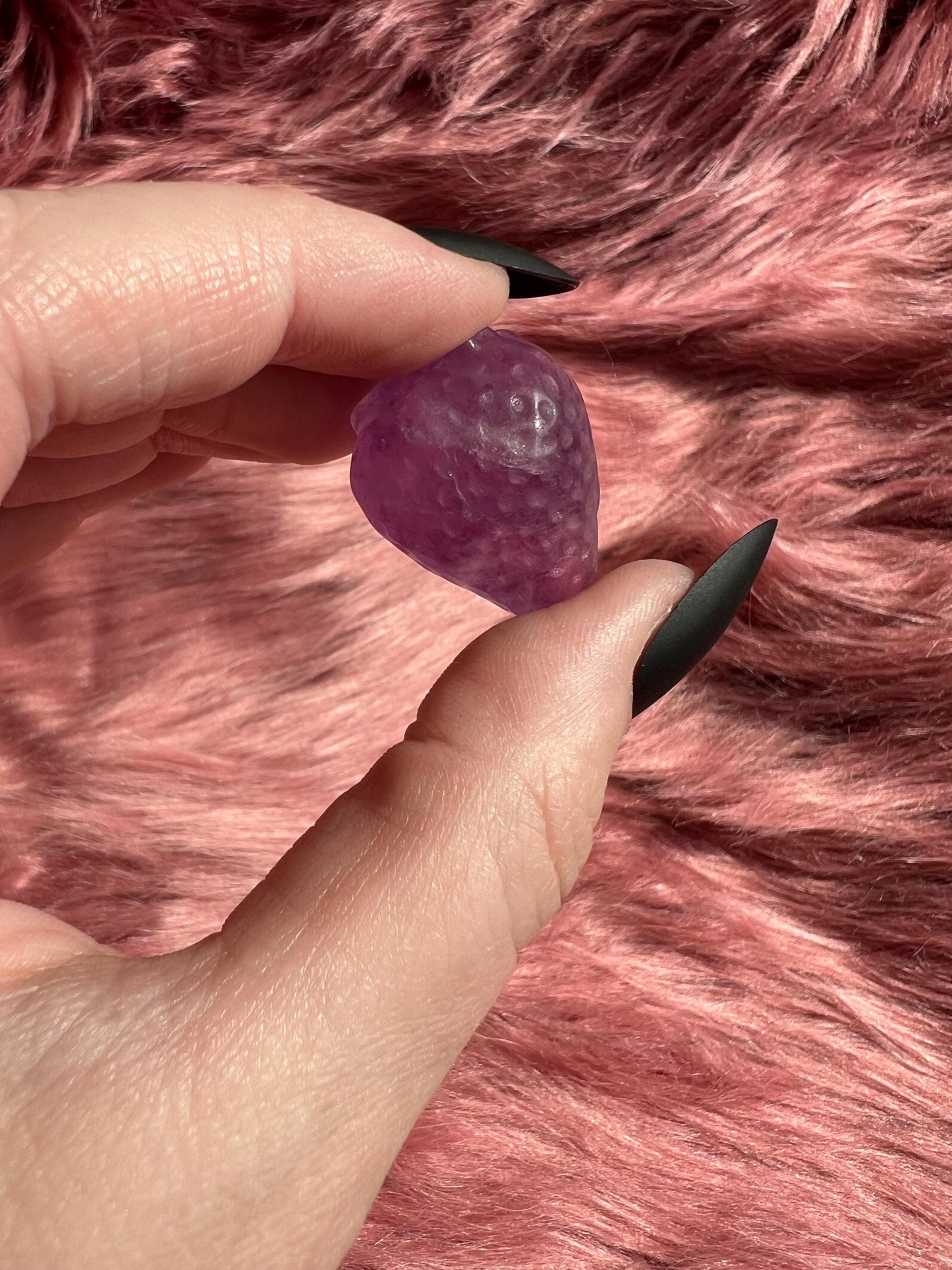 ONE (1) Stunning High Quality Small Fluorite Strawberry Carving