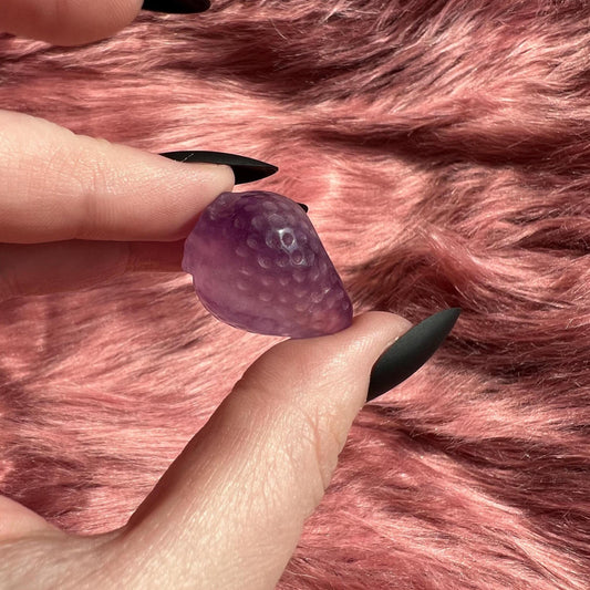 ONE (1) Stunning High Quality Small Fluorite Strawberry Carving