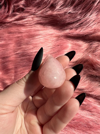 ONE (1) Stunning High Quality Rose Quartz Small Tadpole Carving