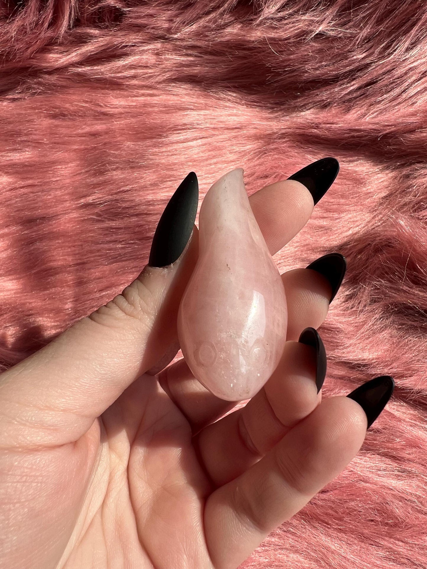 ONE (1) Stunning High Quality Rose Quartz Small Tadpole Carving