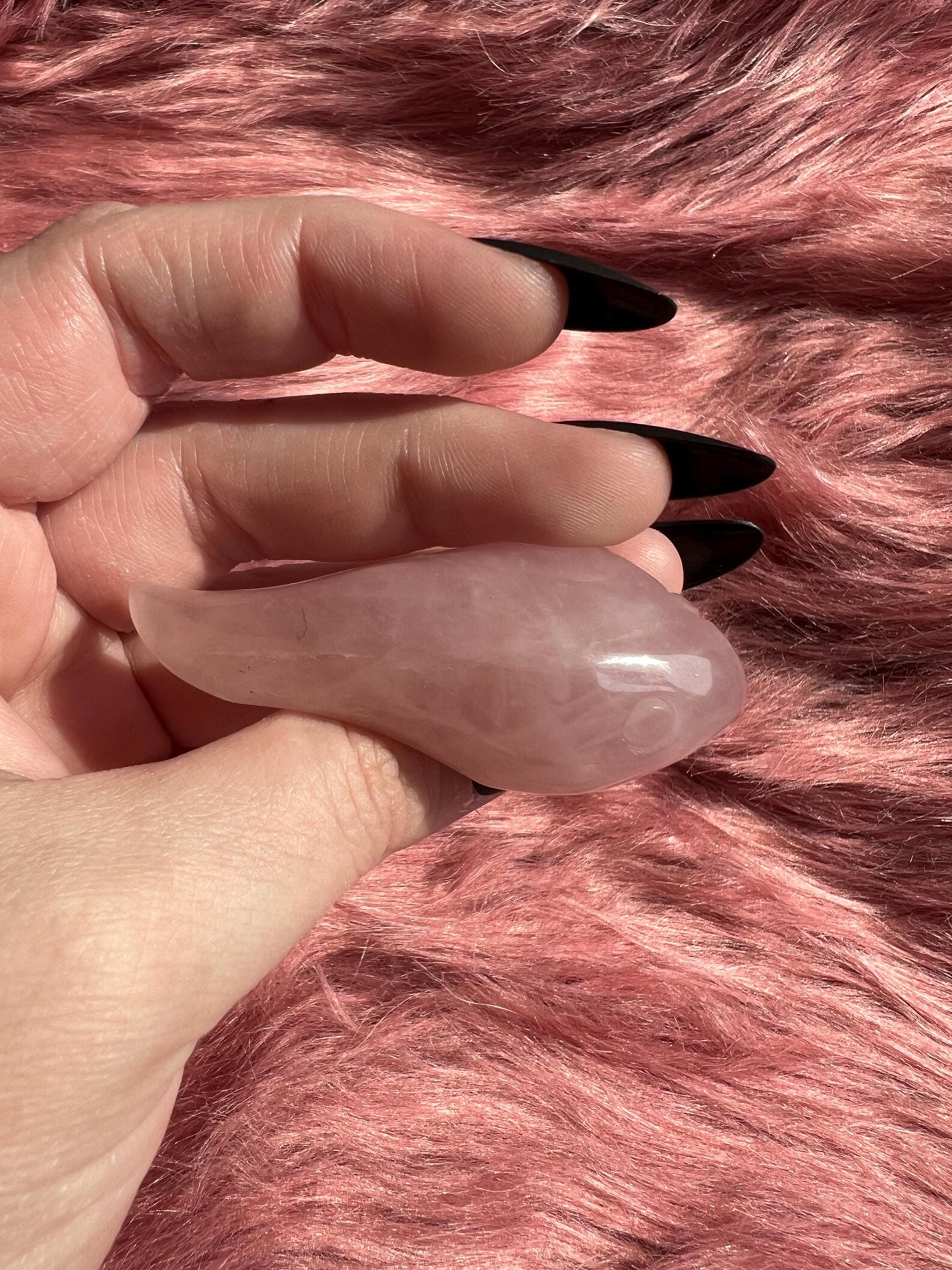 ONE (1) Stunning High Quality Rose Quartz Small Tadpole Carving