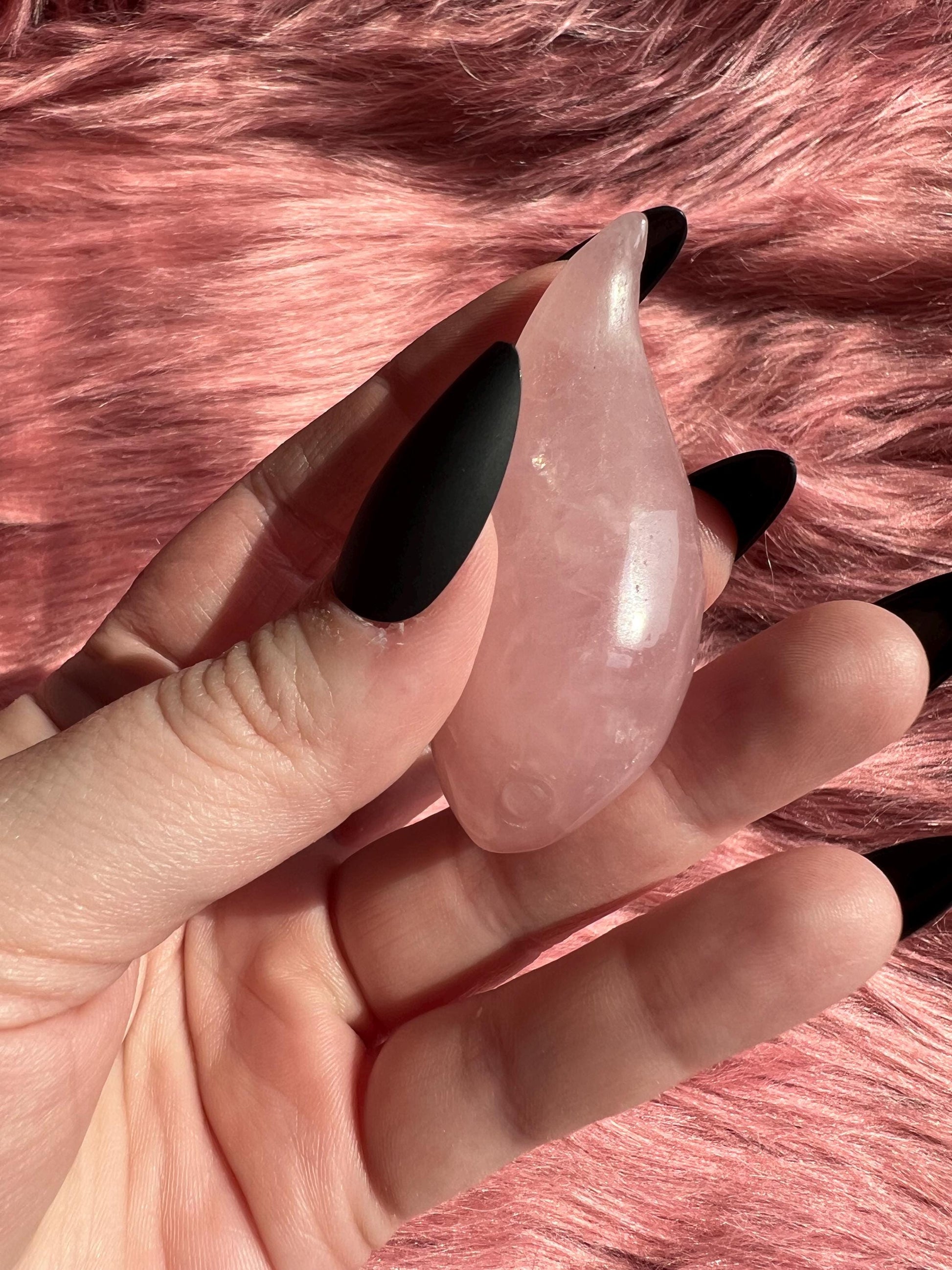 ONE (1) Stunning High Quality Rose Quartz Small Tadpole Carving