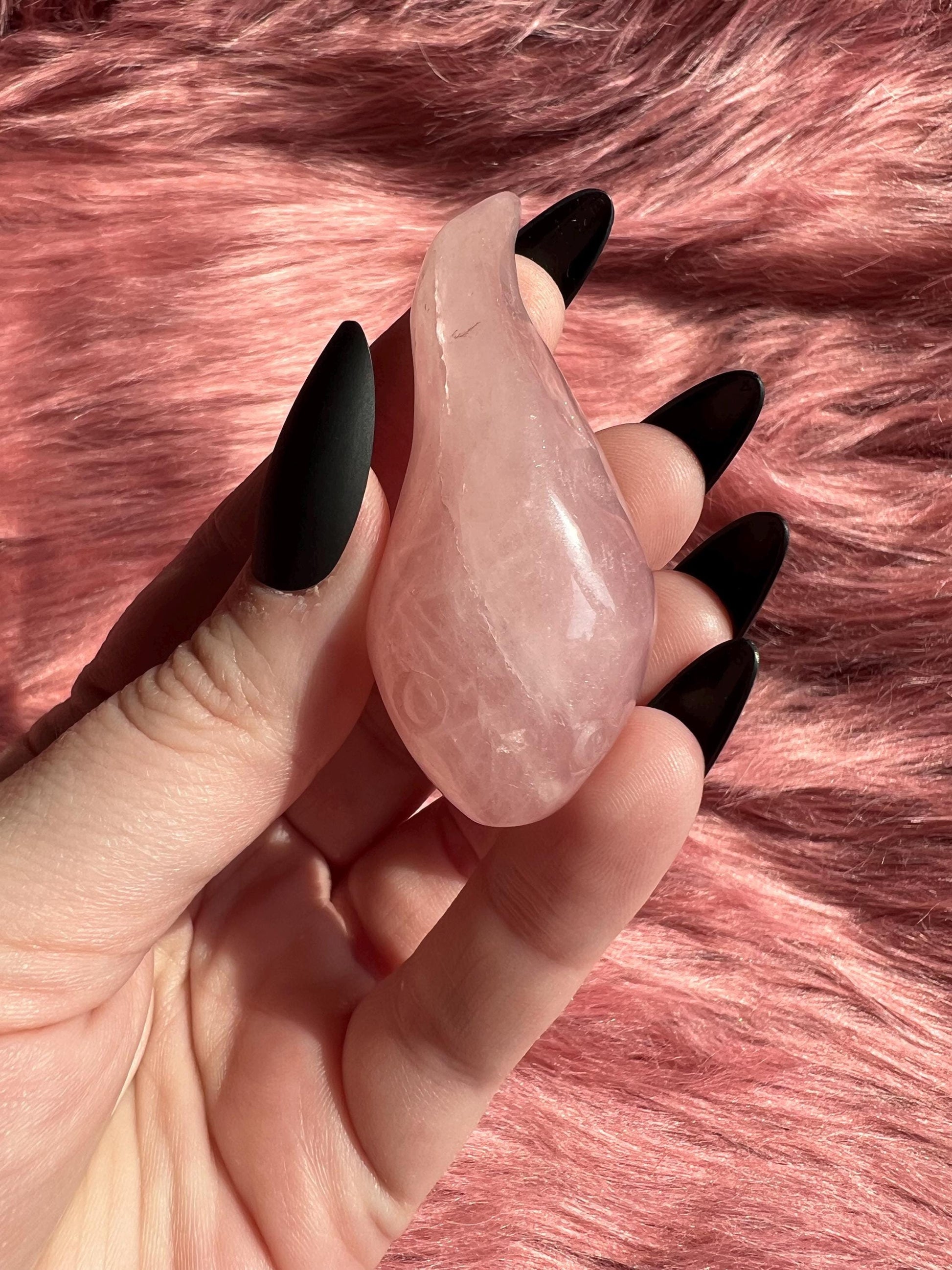 ONE (1) Stunning High Quality Rose Quartz Small Tadpole Carving