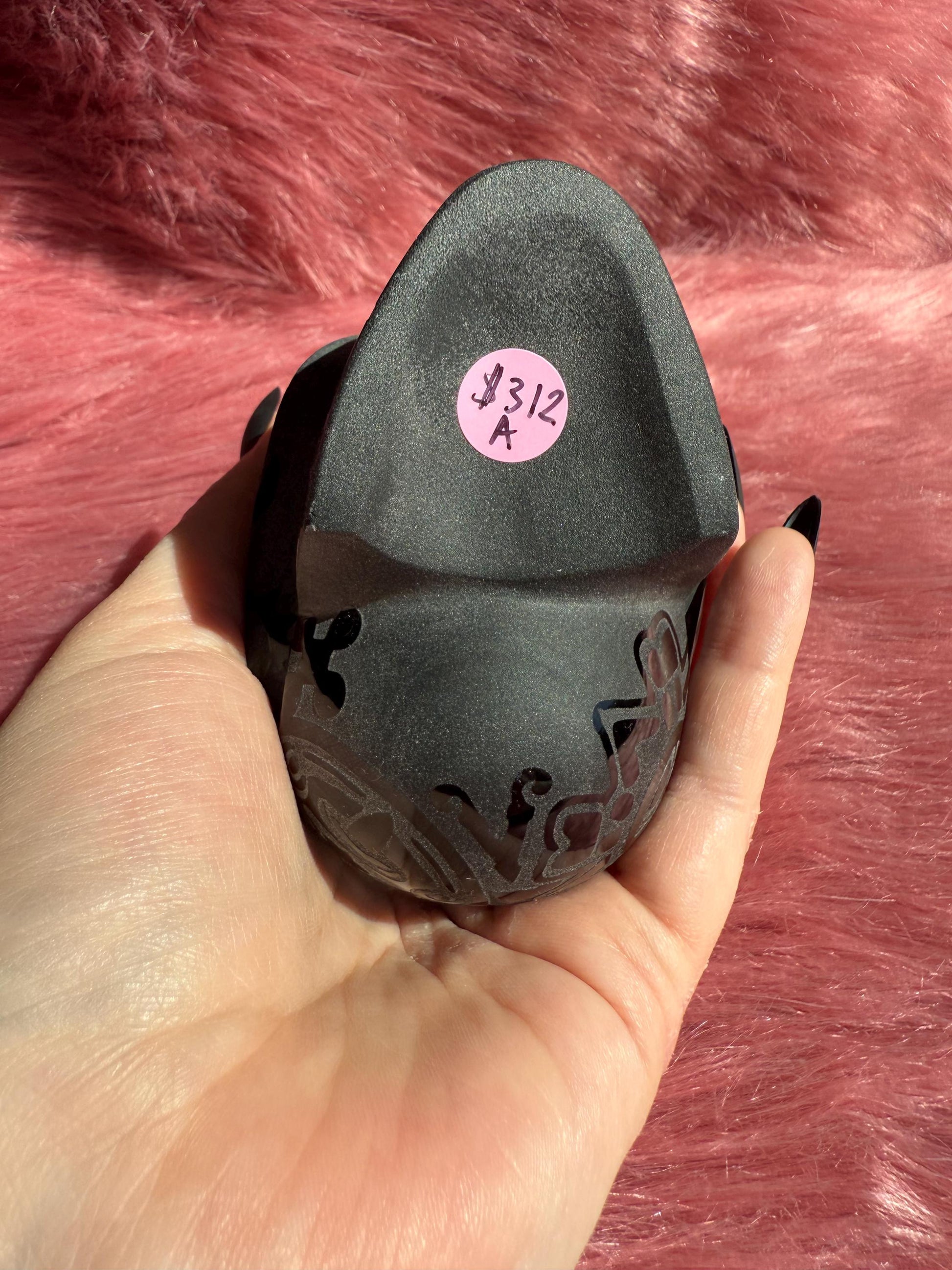 Stunning Etched Obsidian Skull from Mexico