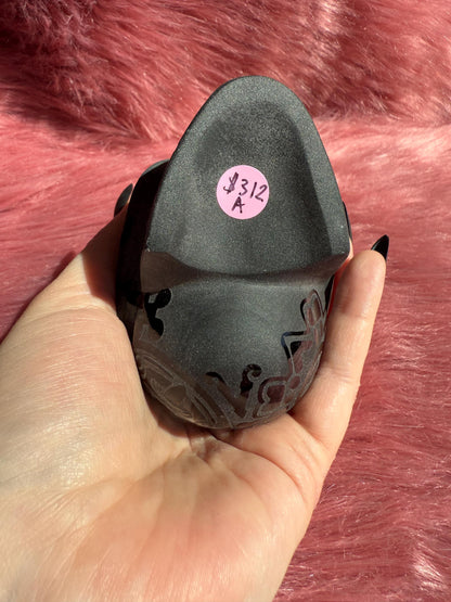 Stunning Etched Obsidian Skull from Mexico