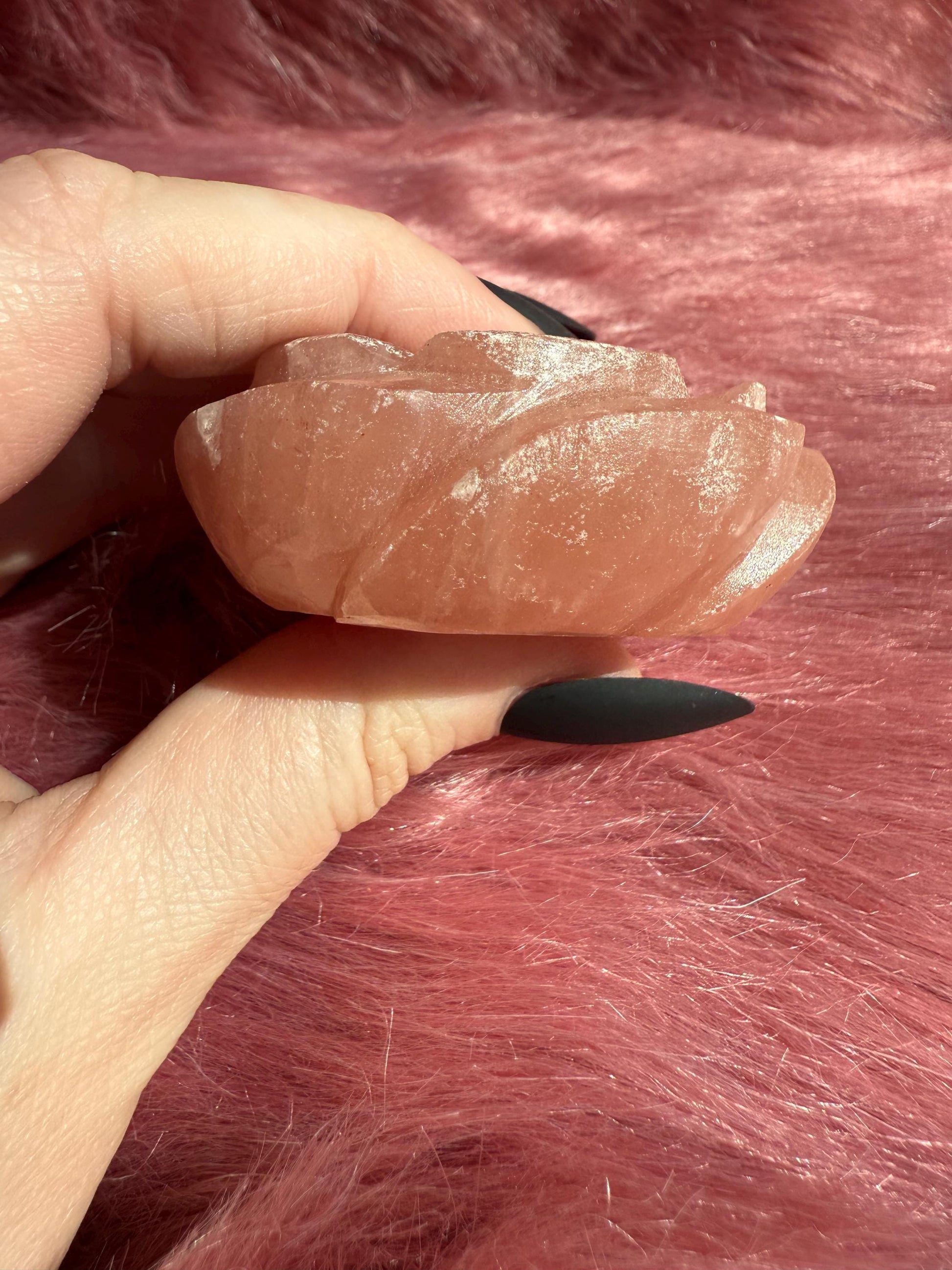 ONE (1) Stunning Pink Calcite Rose Carving