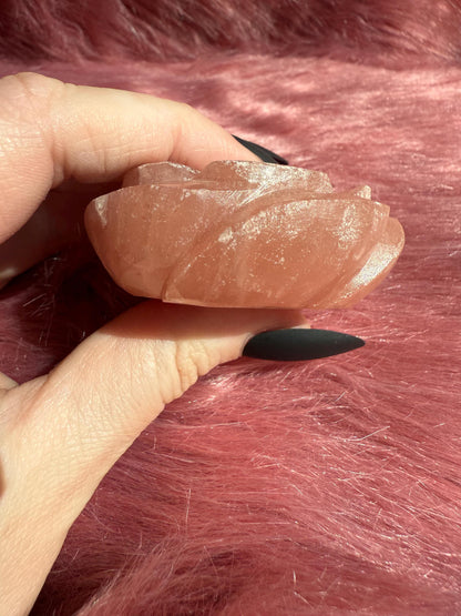 ONE (1) Stunning Pink Calcite Rose Carving