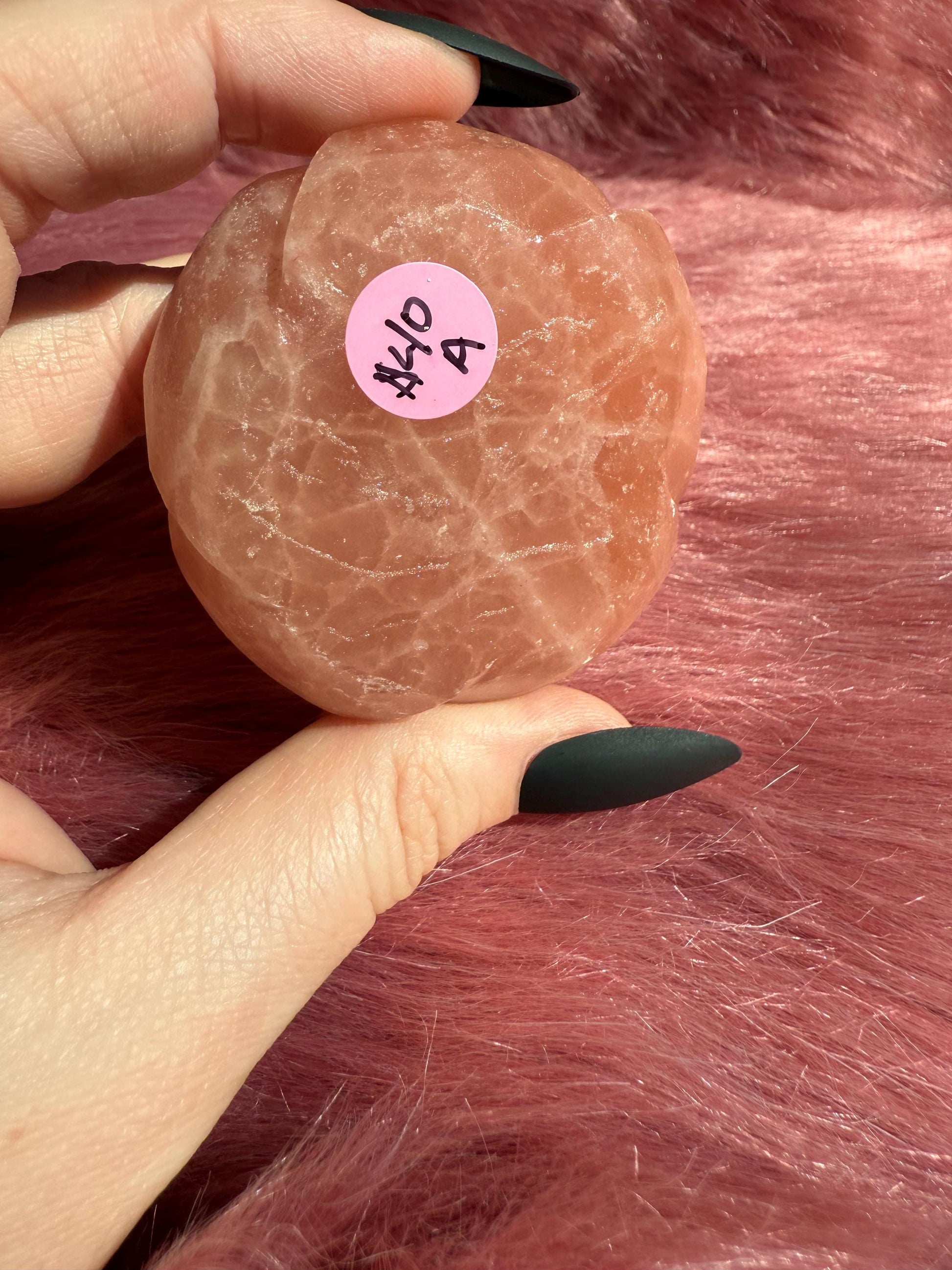 ONE (1) Stunning Pink Calcite Rose Carving