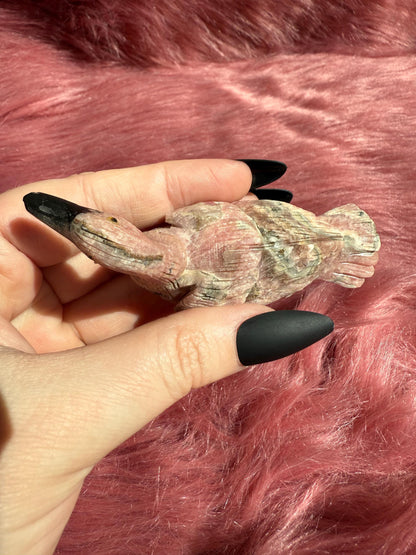 ONE (1) Stunning Rhodonite Swan Carving from Argentina