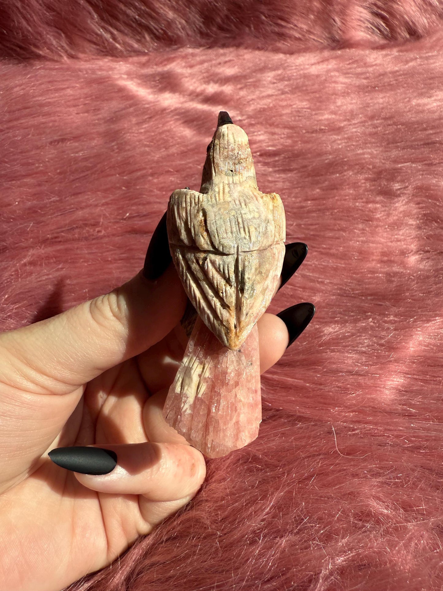 ONE (1) Stunning Rhodonite Bird Carving from Argentina