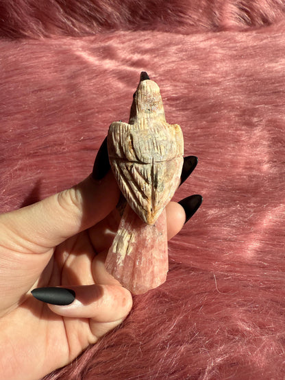 ONE (1) Stunning Rhodonite Bird Carving from Argentina