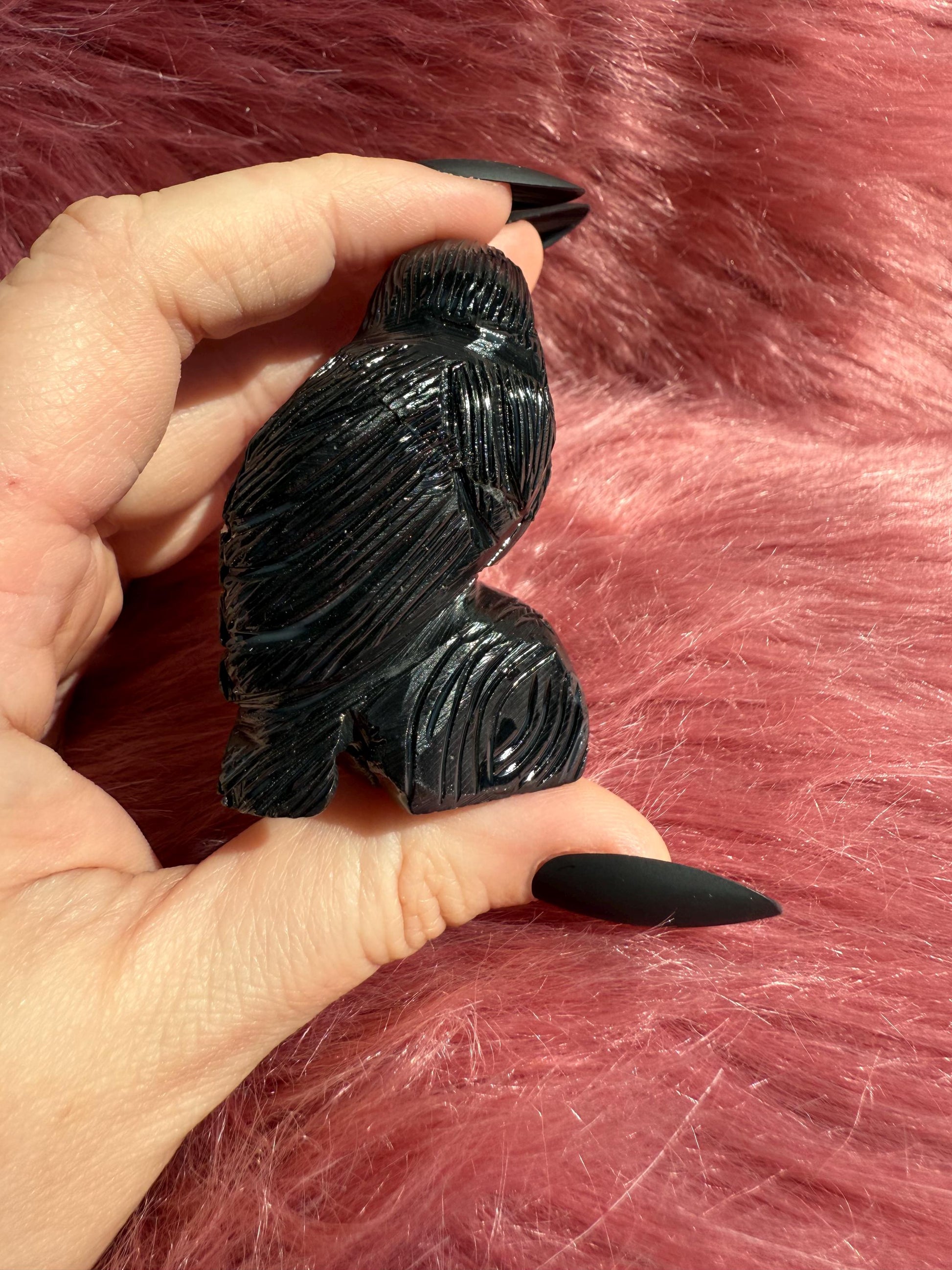 ONE (1) Stunning Obsidian Raven Carving Made in Peru