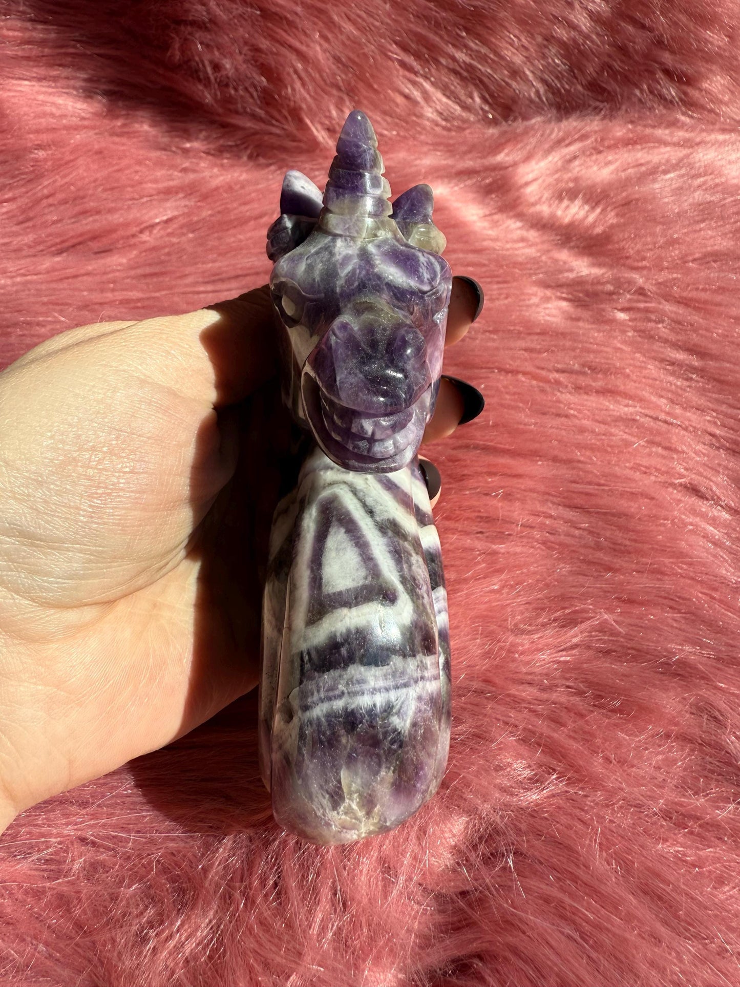 ONE (1) Stunning High Quality Dream Amethyst Hand Carved Unicorn