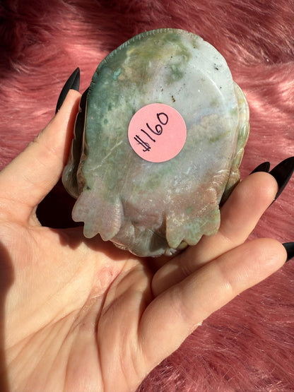 ONE (1) Stunning High Quality Sea (Ocean) Jasper Hand Carved Bird