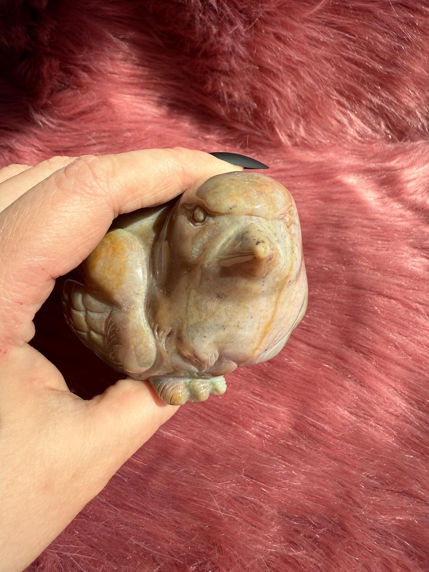 ONE (1) Stunning High Quality Sea (Ocean) Jasper Hand Carved Bird