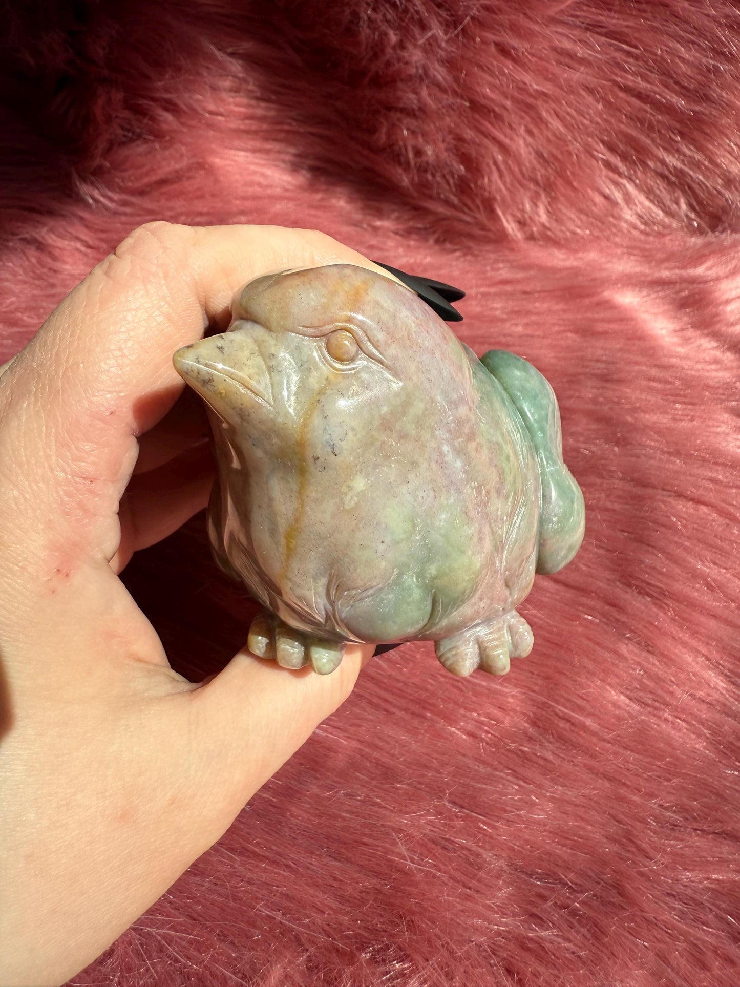 ONE (1) Stunning High Quality Sea (Ocean) Jasper Hand Carved Bird