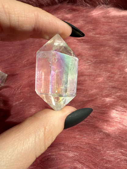 ONE (1) Stunning Aura Quartz DT (Double Terminated) Point - Intuitively Selected