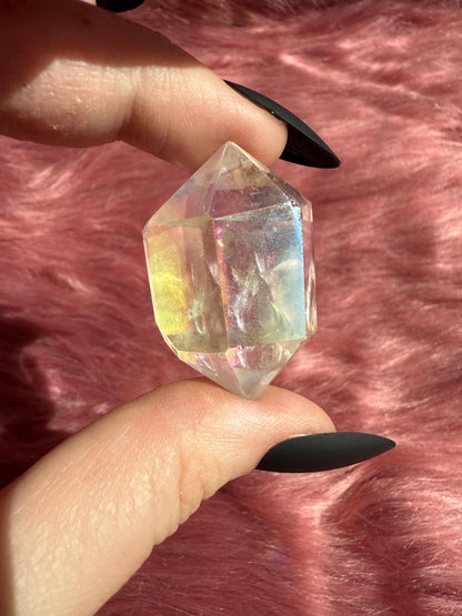 ONE (1) Stunning Aura Quartz DT (Double Terminated) Point - Intuitively Selected