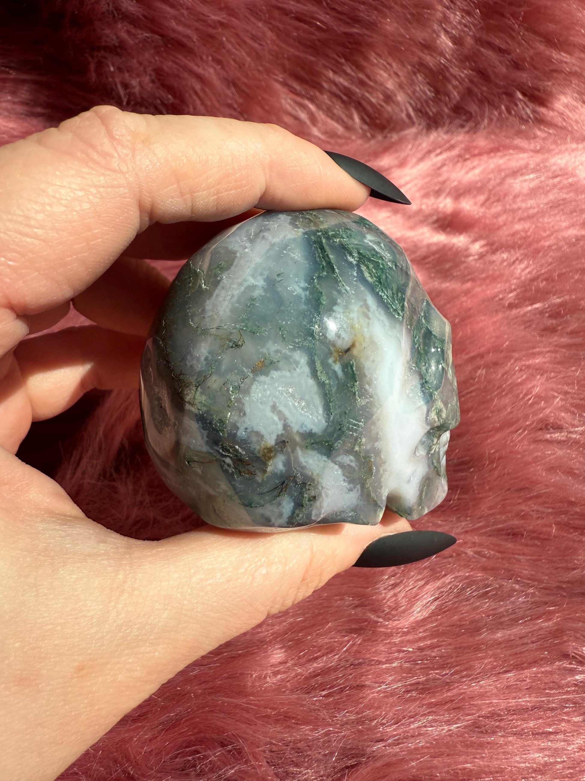 Stunning High Quality Moss Agate Skull E