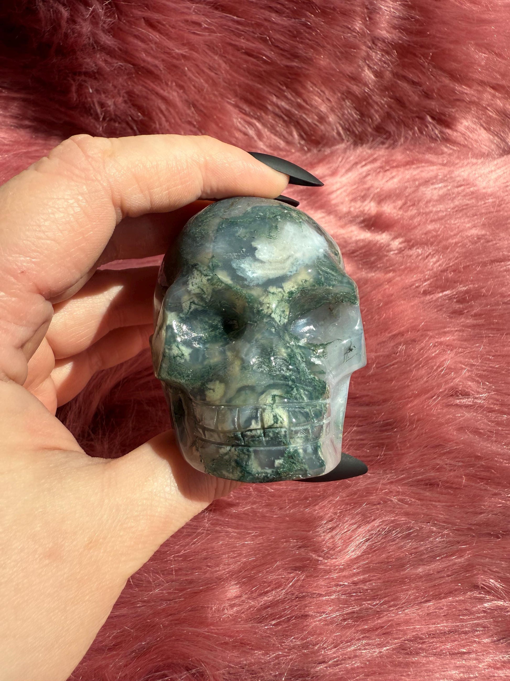 Stunning High Quality Moss Agate Skull E