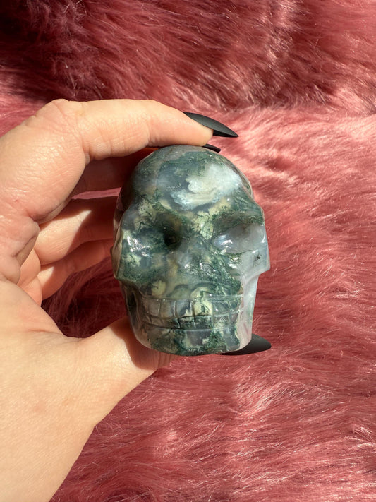 Stunning High Quality Moss Agate Skull E
