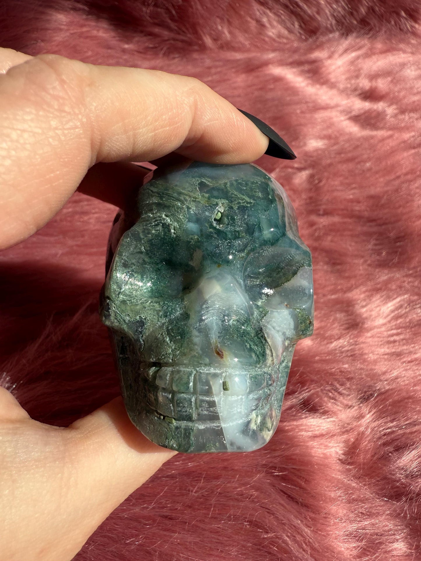 Stunning High Quality Moss Agate Skull A
