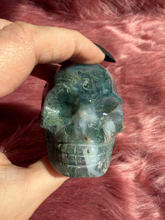 Stunning High Quality Moss Agate Skull A