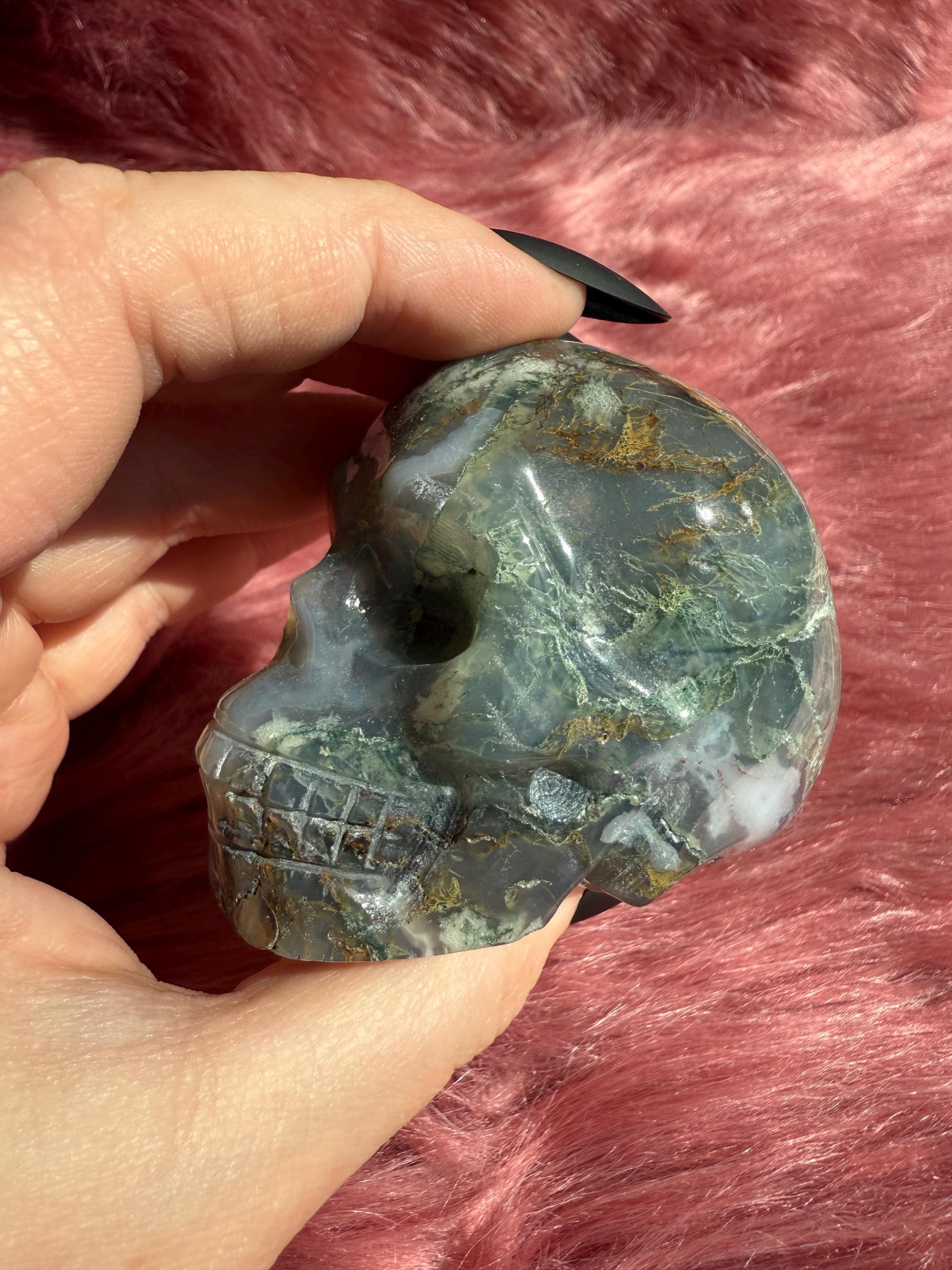 Stunning High Quality Moss Agate Skull I