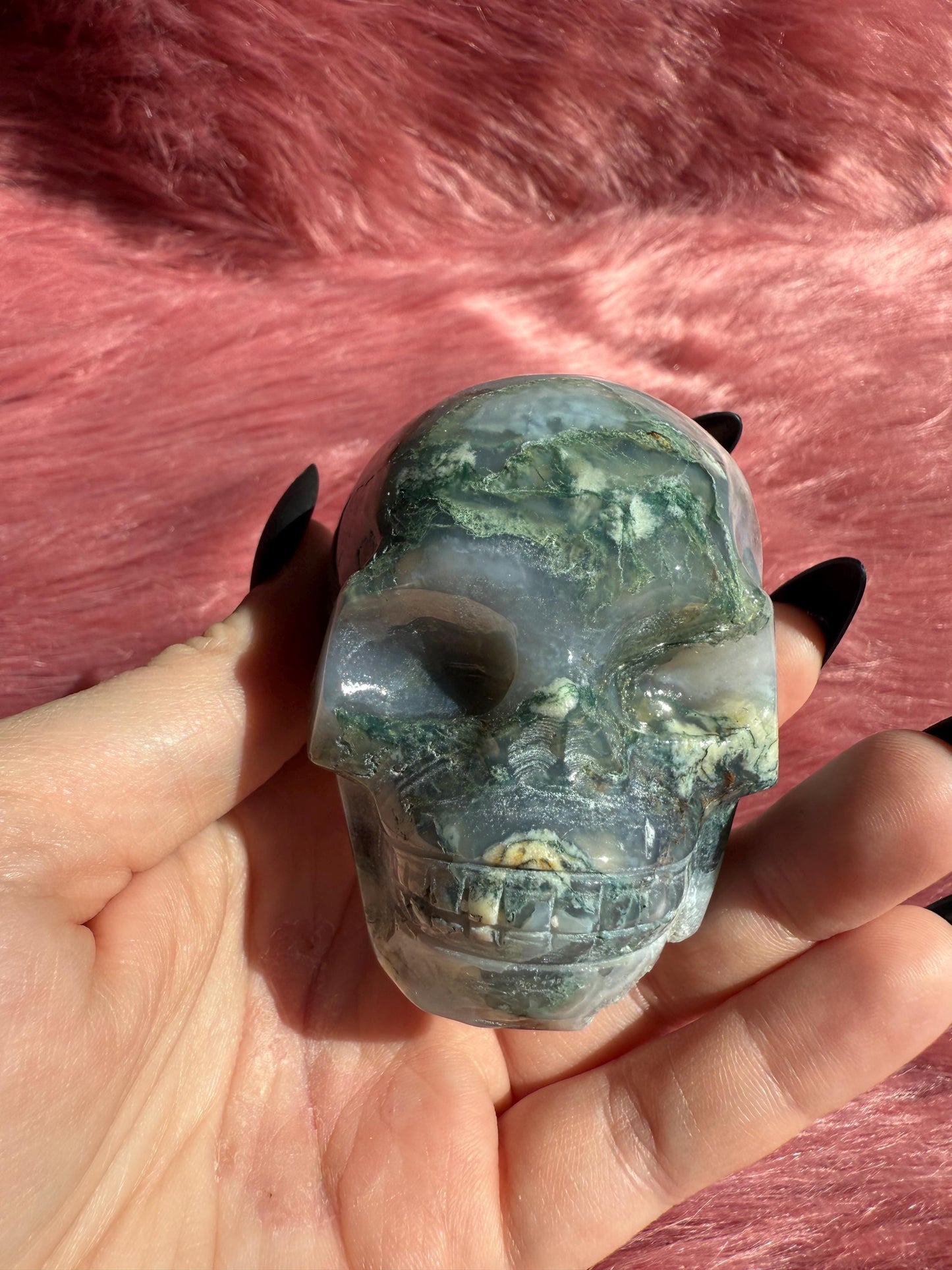 Stunning High Quality Moss Agate Skull H